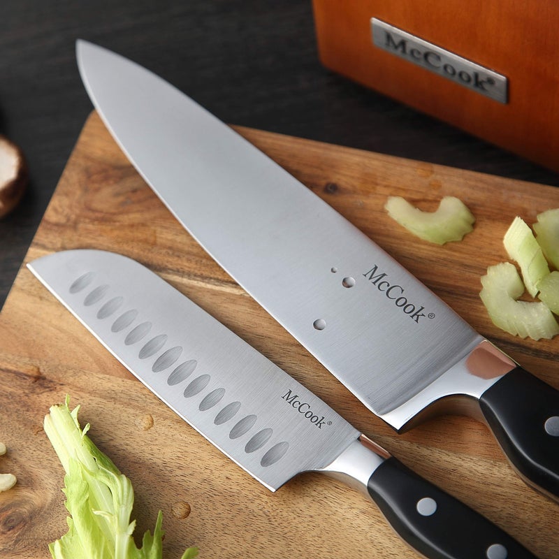 McCookÂ® Knife Sets, German Stainless Steel Kitchen Knives Set with Built-in Sharpener and Wooden Block - Image 5